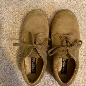 Sperry top sliders . Youth size 12.5 . Tevin. Tan. Good condition.